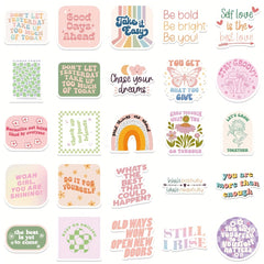 100pcs Preppy Motivational Stickers Pink Waterproof Vinyl Decals