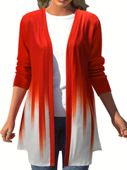 Ombre Print Long Sleeve Open Front Cardigan