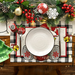 4pcs Plaid Pattern Gnome Christmas Table Runner Set