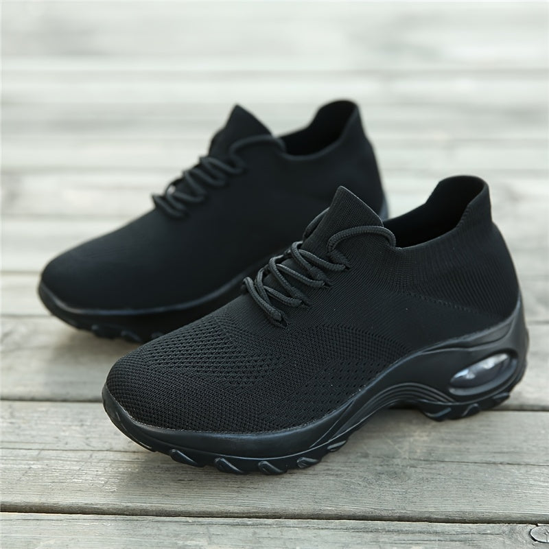 Lace Up Weaving Socks Shoes Air Cushion Running Sports Shoes Women's Footwear