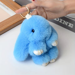 Rabbit Fuzzy Toy Keychain Animal Key Ring Purse Bag Backpack Car Key Charm