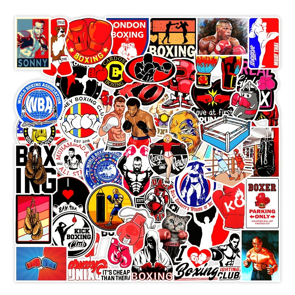 50Pcs Boxing Sport Doodle Waterproof Stickers for Mobile Phone Computer