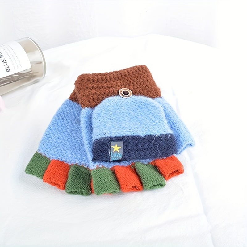 Warm Plush Full Finger Gloves for 5-12Y Kids
