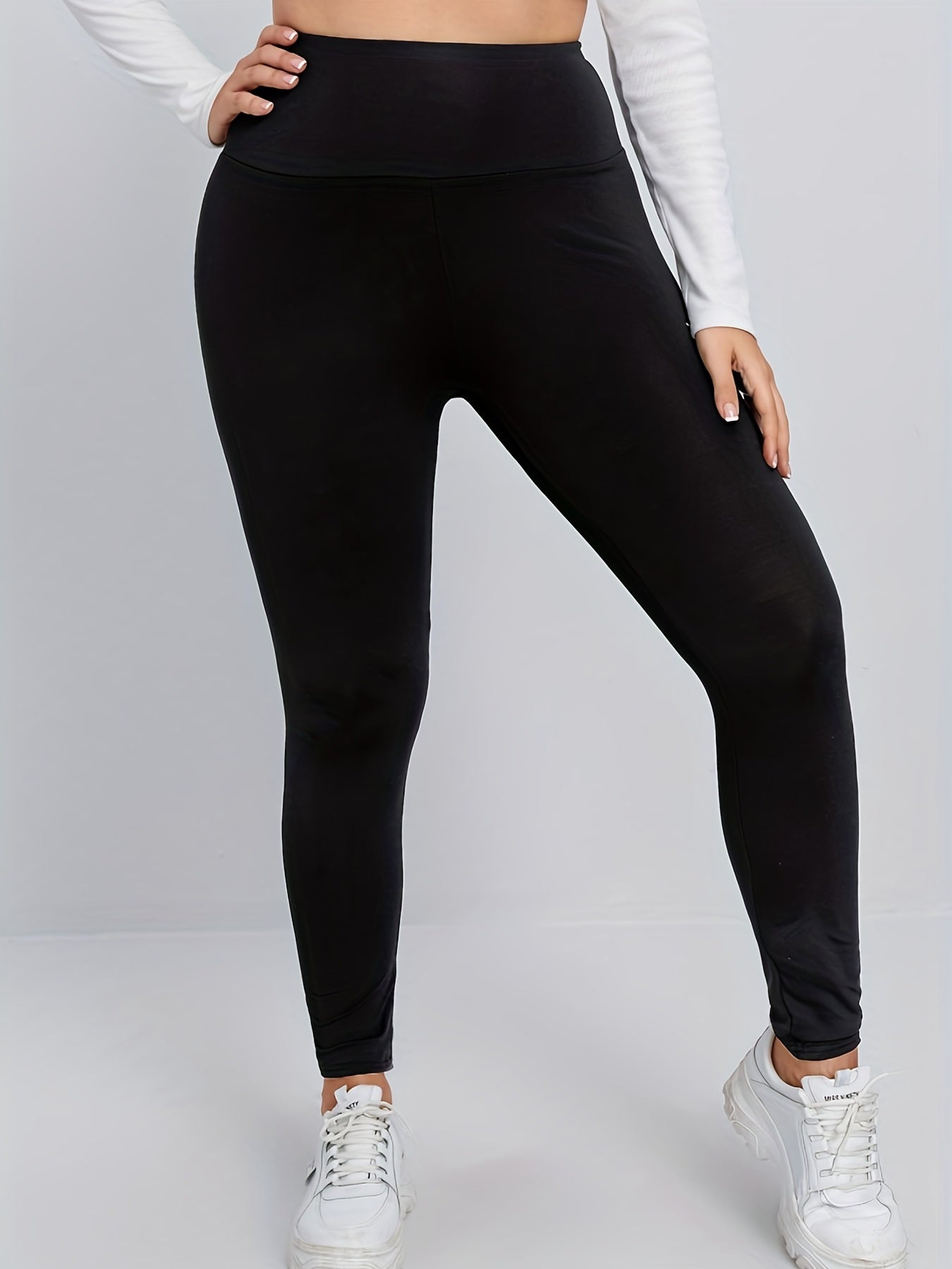 Solid Tummy Control Leggings High Rise High Stretch