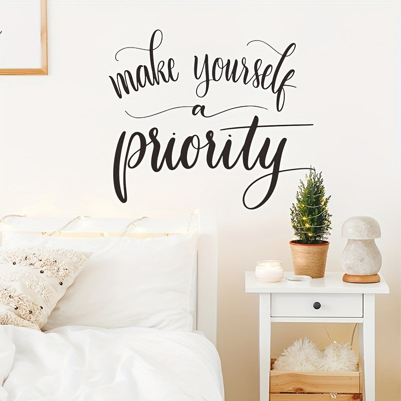 Make Yourself a Priority Wall Decals Art Quote for Bedroom Living Room