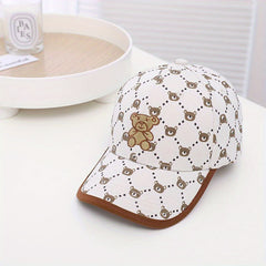 Kids Spring & Autumn Sun Resistant Hat w/ Bear Pattern