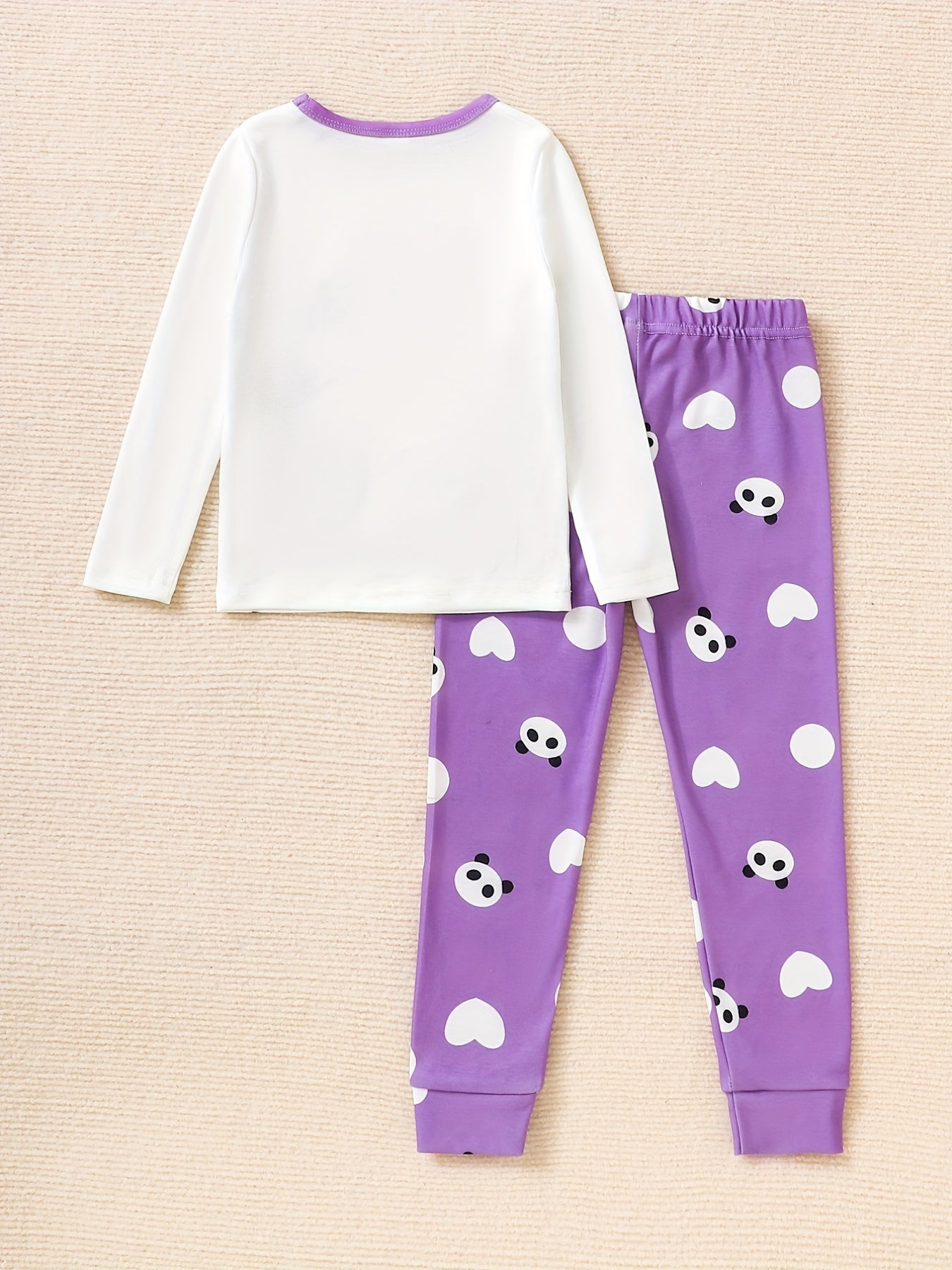 Kid's 2pcs Pajamas Top & Pants Set + SMART Panda Polka Dots Print PJ Set