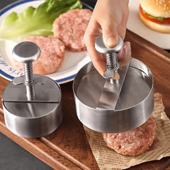 Stainless Steel Hamburger Patty Mold Non Stick Round Meat Press