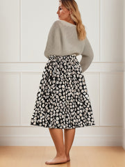 Daisy Print Maxi Skirt Elastic High Rise Slight Stretch