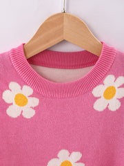 Girls Winter Sweater - Flower Pattern