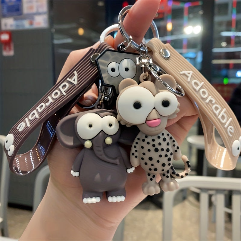 Cute Animal Keychains for Kids Giraffe Ostrich Monkey Pendant Keyrings