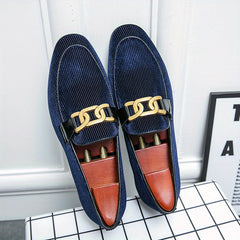 Men's Vintage Loafer Shoes Slip on Loafers With Golden Buckle