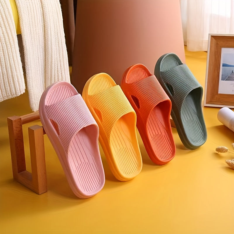 Striped Print House Slippers Lightweight Open Toe Women's Home Slides