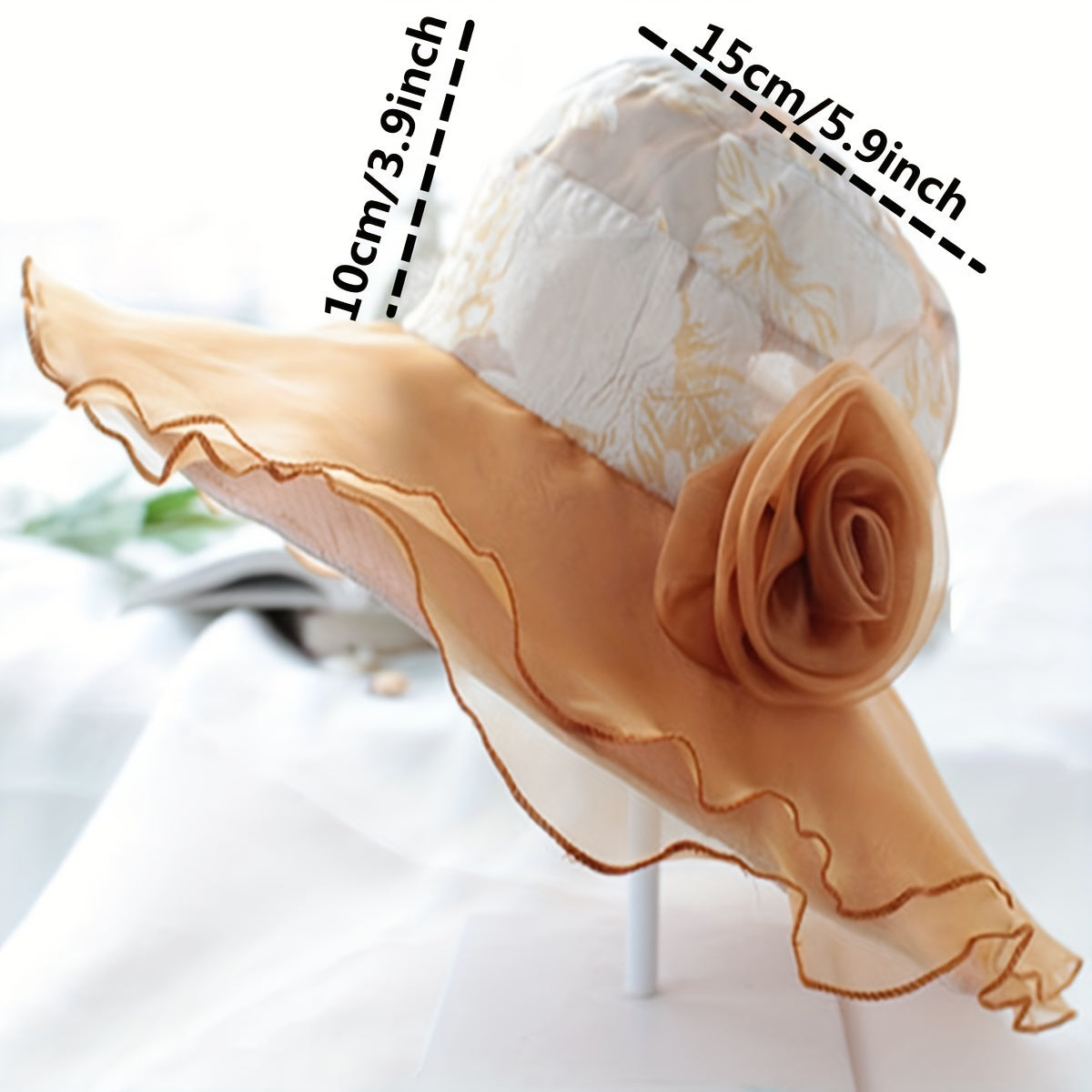 Layer Ruffle Sun Hat Flower Wide Brim Lace Bucket Hat French Style