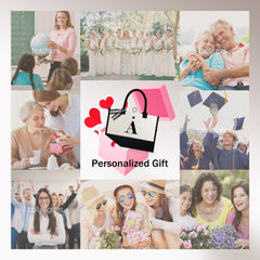 Letter Pattern Handbag Tote Bag Canvas Shopping Bag Large Capacity Travel Bag