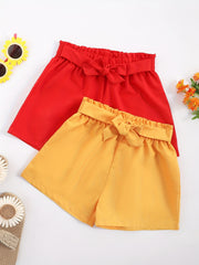 Girls Paperbag Waist High Waisted Belted Wide Leg Shorts