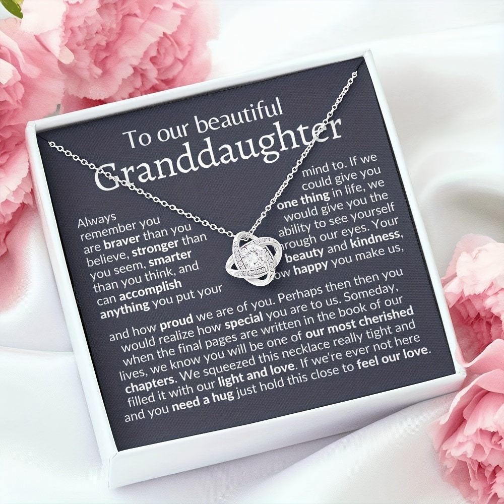 Granddaughter Zircon Flower Pendant Necklace Graduation Christmas Gift