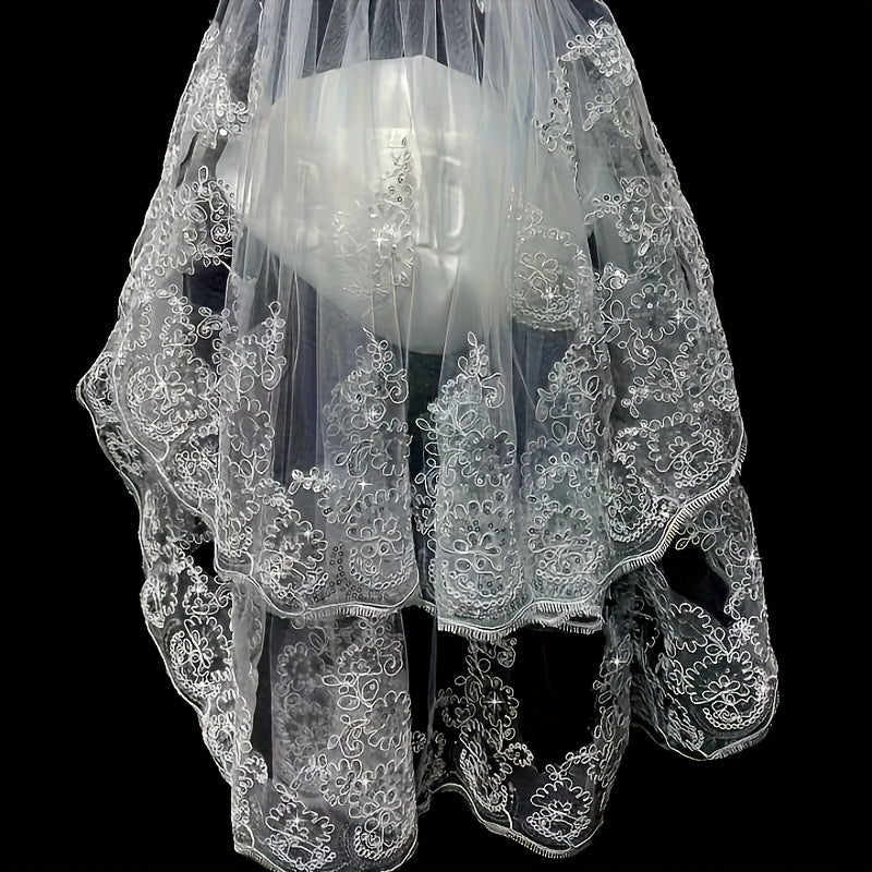 Royal Court Style Double Layer Sheer Curtain Embroidered Floral Lace