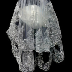 Royal Court Style Double Layer Sheer Curtain Embroidered Floral Lace