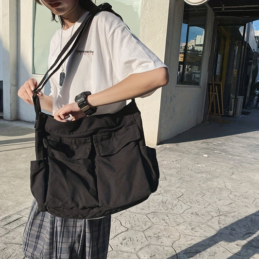 Vintage Canvas Crossbody Bag Large Capacity Shoulder Bag