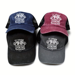 90s Embroidery Vintage Baseball Cap Distressed Cotton Sun Hat