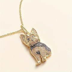 Royal Yorkie Rhinestone Pet Pendant Necklace