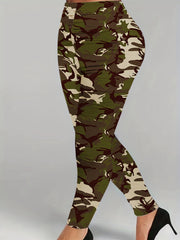 Casual Leggings Women's Plus High Stretch Skinny Fitness Camo Leggings