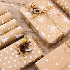 5pcs Retro Christmas Wrapping Paper Sheet Packaging Paper Gift 43x100cm
