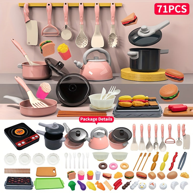 Kids Play Kitchen Toy Set with Cooking Pot and Stove