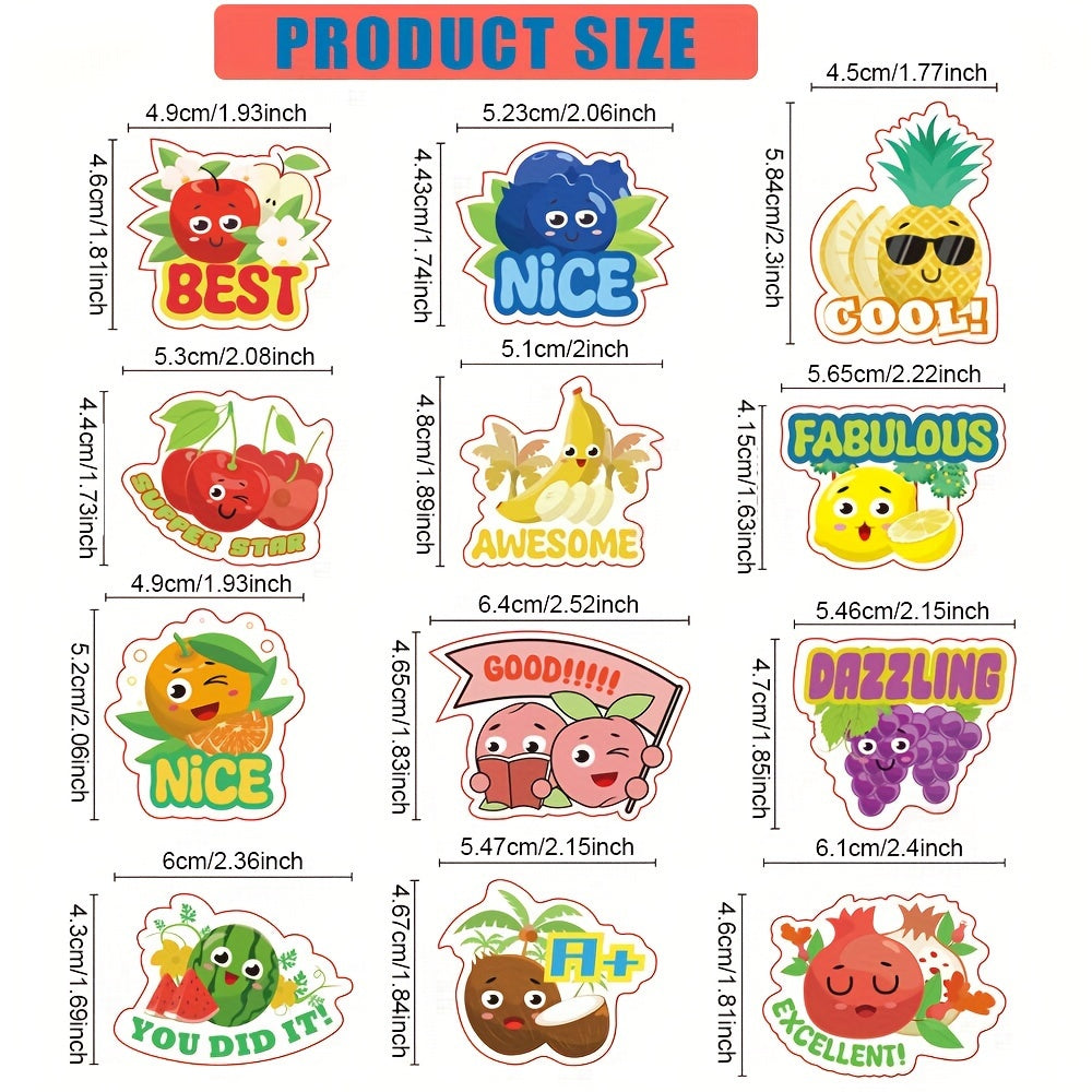 120pcs Scented Stickers Fruit Pattern 12 Fruits Flavors Reward Stickers