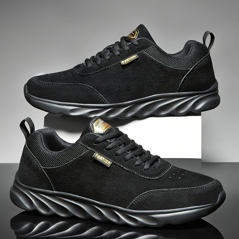 Men's Breathable Casual Lace Up Sneakers Comfortable Solid Shoes