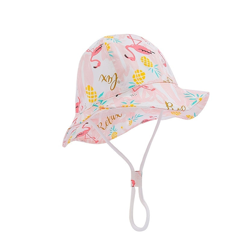 Kids Flamingo And Fish Graphic Bucket Hat Breathable Fisherman Hat Beach Sun Cap