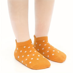 6 Pairs Polka Dot Knit Ankle Socks for Girls