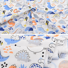 Dinosaur Series 8-Piece Cotton Twill Printed Fabric Hand Pieced