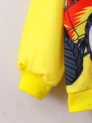 Monster Truck Print Boys Casual Pullover Sweatshirt