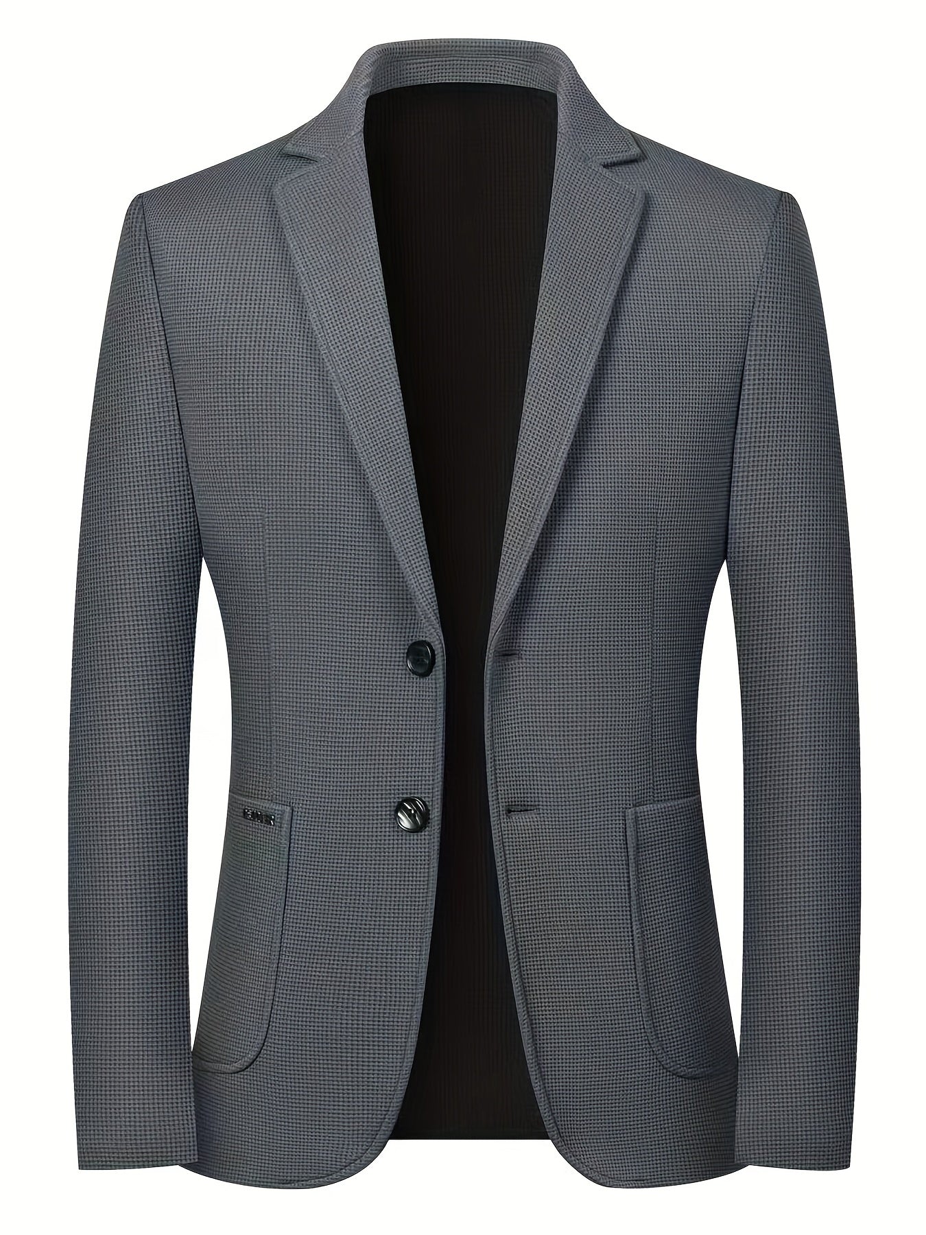 Casual Lapel Sports Coat Men's Waffle Pattern Blazer Spring Fall Business