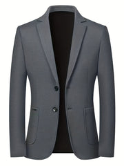 Casual Lapel Sports Coat Men's Waffle Pattern Blazer Spring Fall Business
