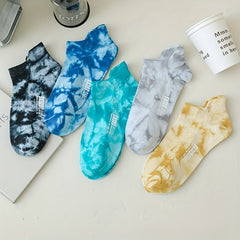 3 Pairs Tie Dye Short Socks Novelty & Funny Low Cut Sports Socks