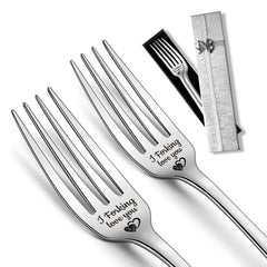 2pcs i Forking Love You 8in Dinner Forks Stainless Steel Cutlery Set