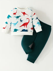 Boy's Dinosaur Outfit 2pcs Set for Spring Fall