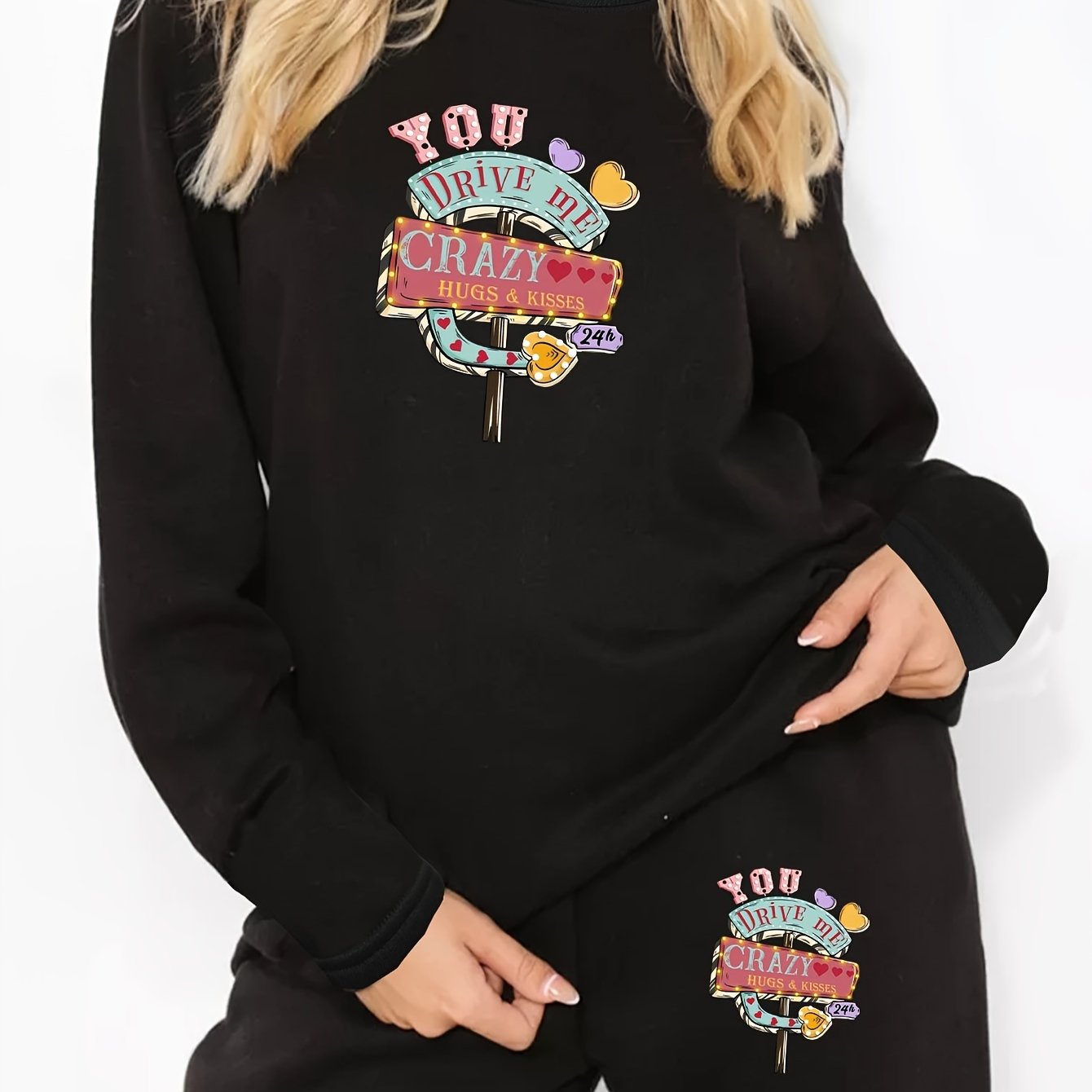 Slogan Print Pajama Set