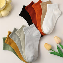 10 Pairs Solid Crew Sports Socks Women's Stockings & Hosiery