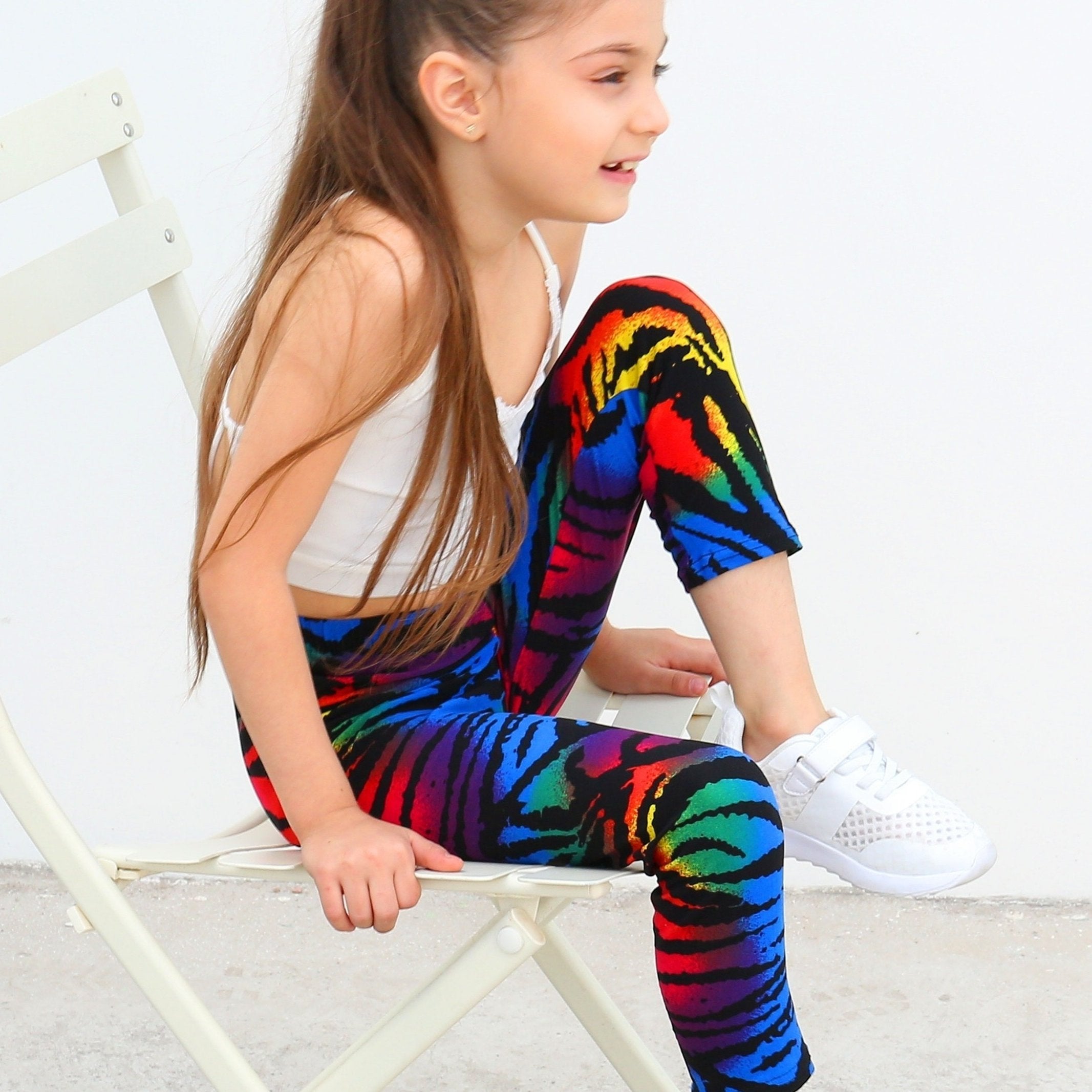Kids Rainbow Tie Dye Leggings High Stretch Soft Pants