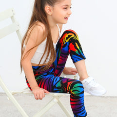 Kids Rainbow Tie Dye Leggings High Stretch Soft Pants