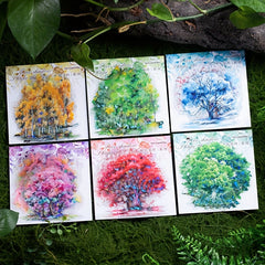 20pcs Tree Waterproof Stickers, 3.9In Hand Curtain Stickers, Water Bottle Decor