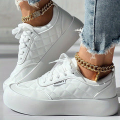 Women's Plaid Sneakers Casual Lace Up Quilted Shoes Women's Outdoor Shoes