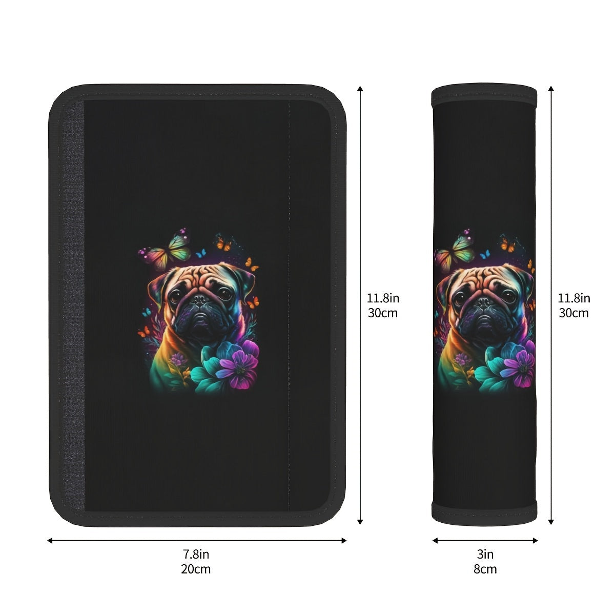 Rainbow PUG Dog Car Seat Belt Cover Soft Safety Shoulder Pad