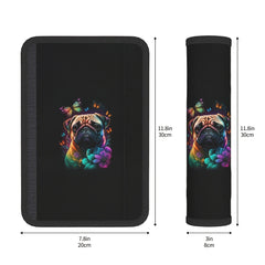 Rainbow PUG Dog Car Seat Belt Cover Soft Safety Shoulder Pad