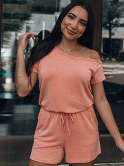Off Shoulder Romper Jumpsuit with Pockets for Summer
