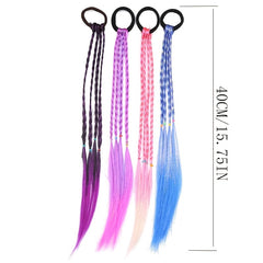 4pcs Kids Girls Multicolor Wigs Ponytail Headbands Hair Accessories